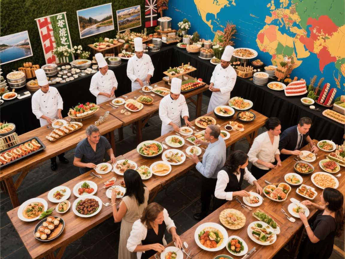 Shaby Traiteur International Catering Fusion food platter with international dishes