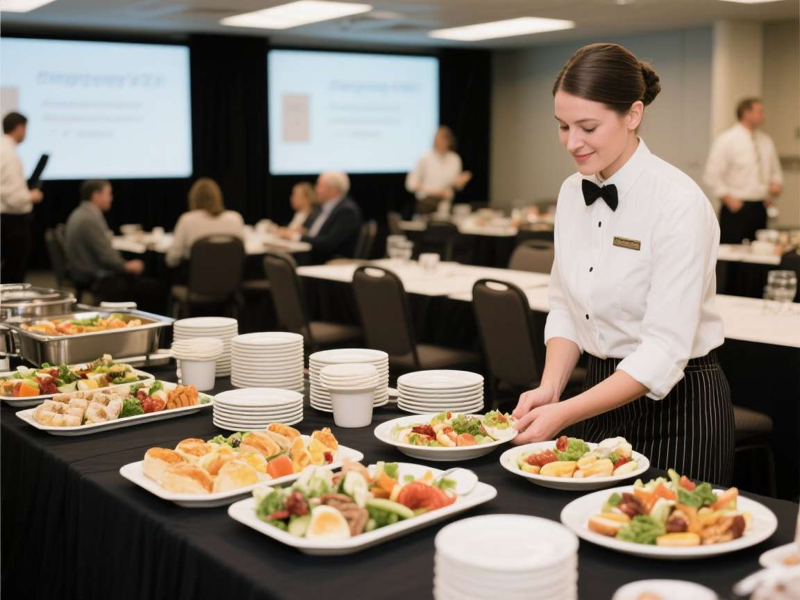 Shaby Traiteur Corporate Catering Corporate event with buffet setup