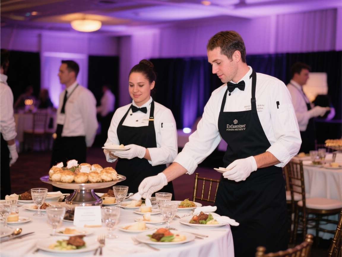 Shaby Traiteur Staffing Services Catering staff serving food at an event