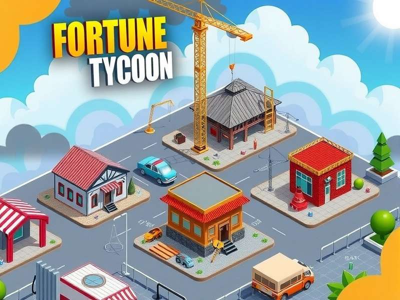 Fortune Construction Tycoon progression system showing different building types