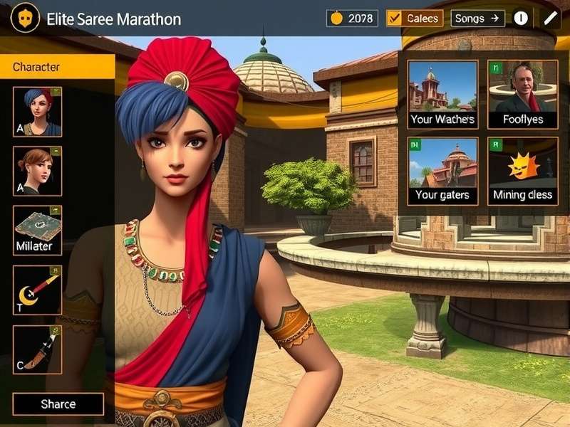 Elite Saree Marathon showing different game environments