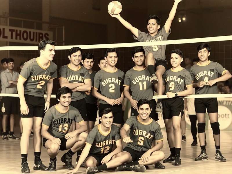 Historical photograph of early Gujarat Volley Dominators team members