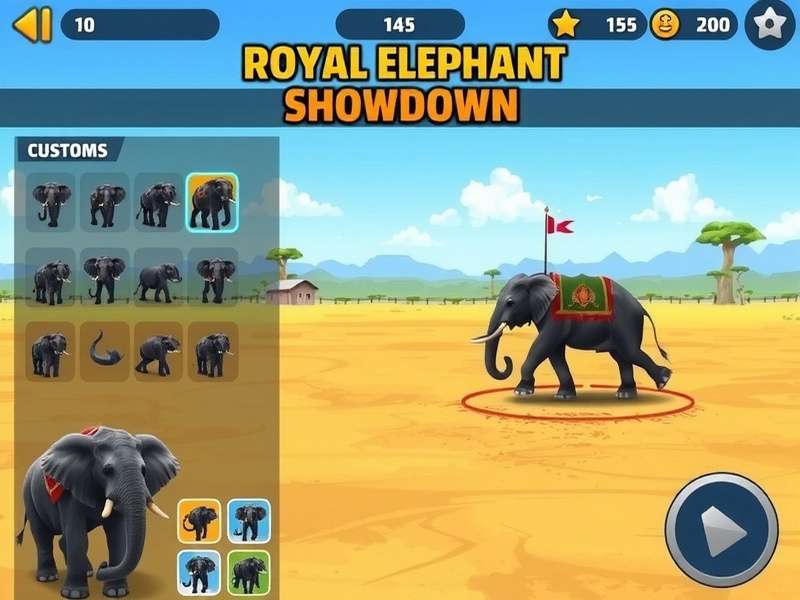 Royal Elephant Showdown gameplay screenshot showing elephant battle