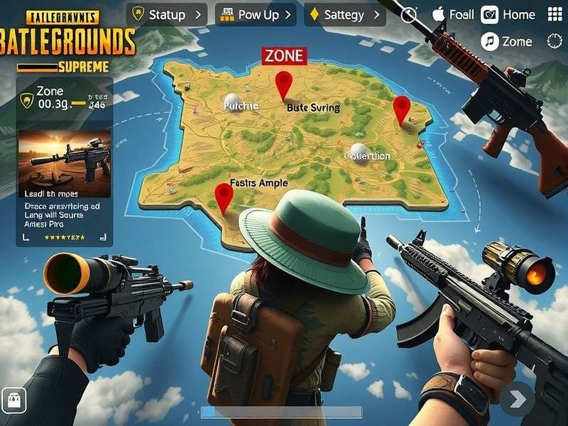 PUBG Legend Supreme map strategy showing zone positioning