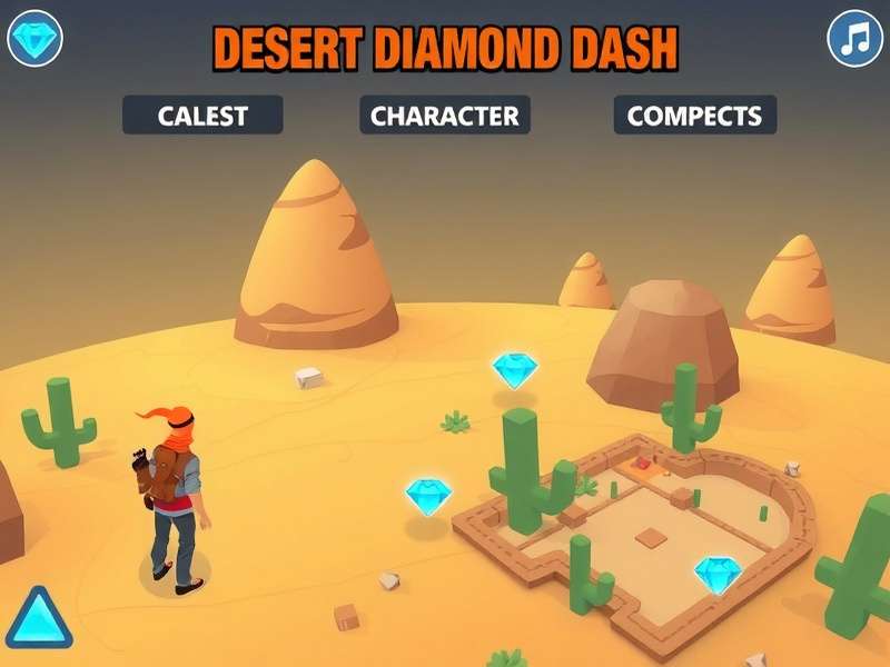 Desert Diamond Dash gameplay screenshot showing character in desert environment