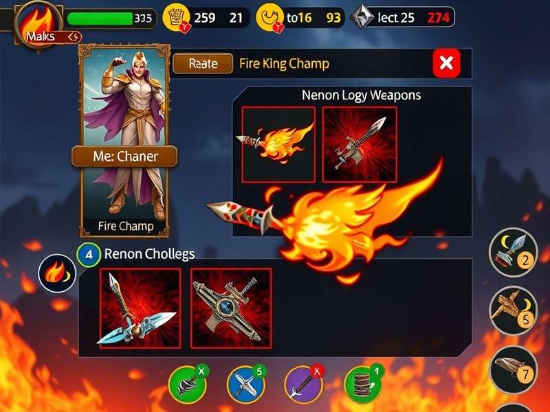 Fire King Champ character selection screen