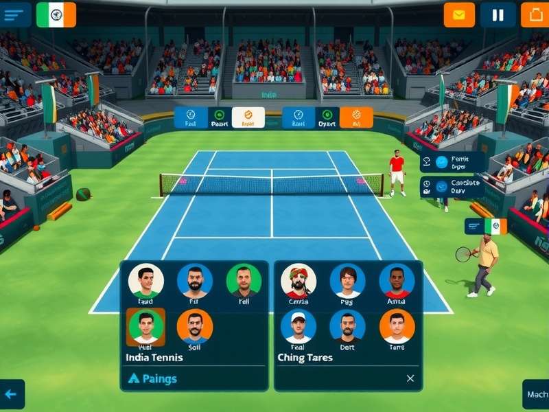 Indian Tennis Gladiators tournament scene showing competitive players and audience engagement