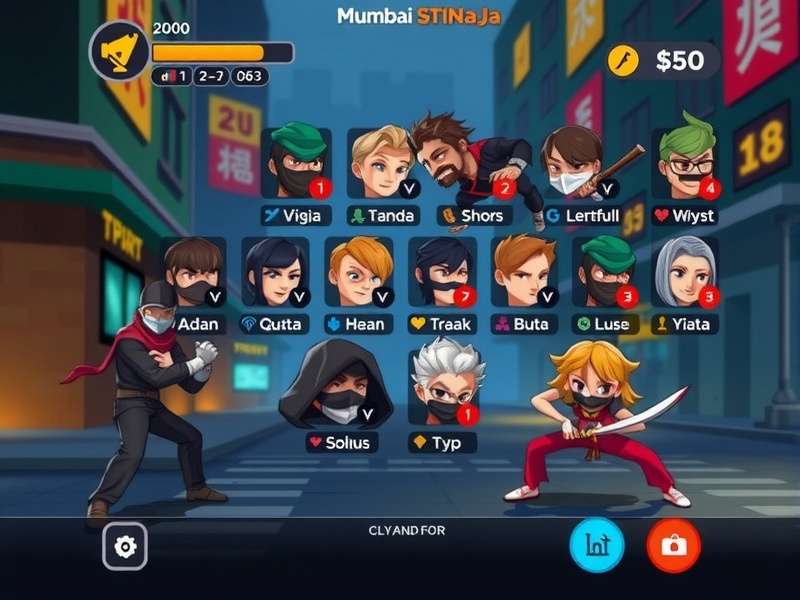 Mumbai Ping Ninja control interface and gameplay elements