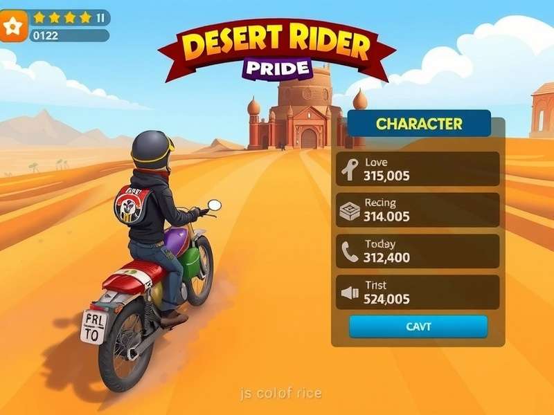 Desert Rider S Pride gameplay screenshot showing desert racing