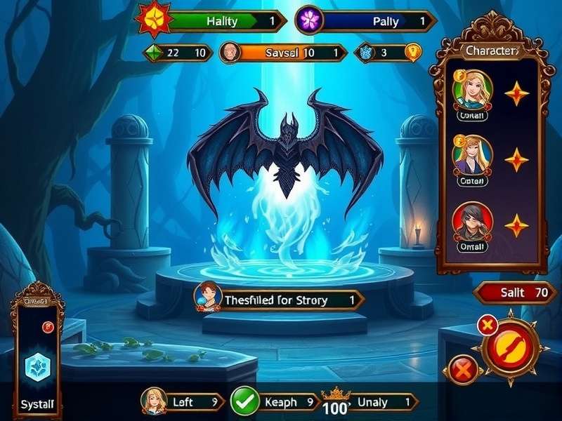 Character selection screen in Mystic Realms Coim Wonders