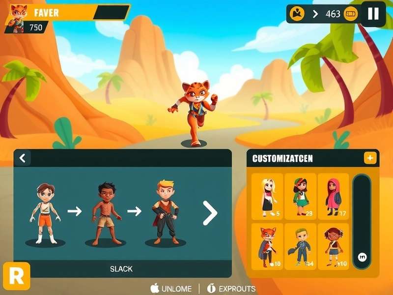 Cheetah Runner customization options showing various outfits and accessories