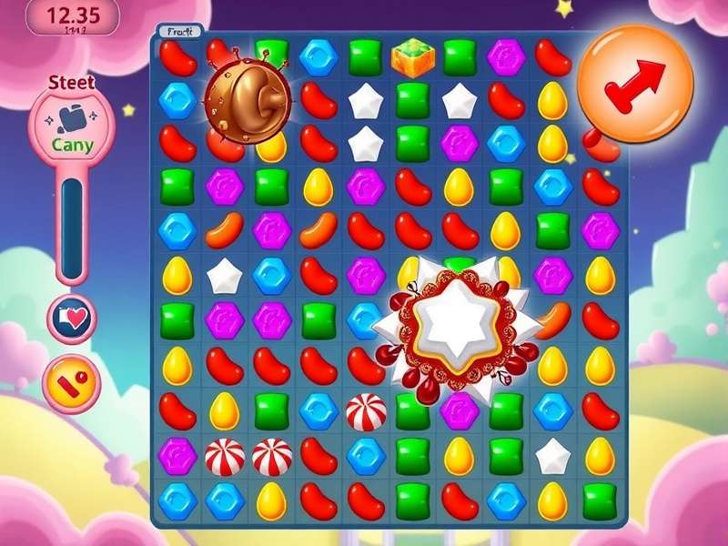 Sweet Splendor Candy gameplay screenshot showing colorful candy pieces