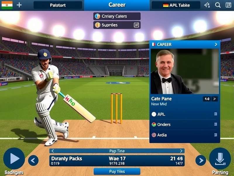 India Cricket Grand Masters gameplay screenshot showing batting interface