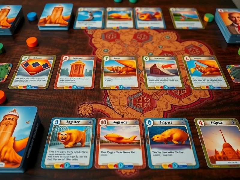 Jaipur Jetstream game setup with cards and tokens