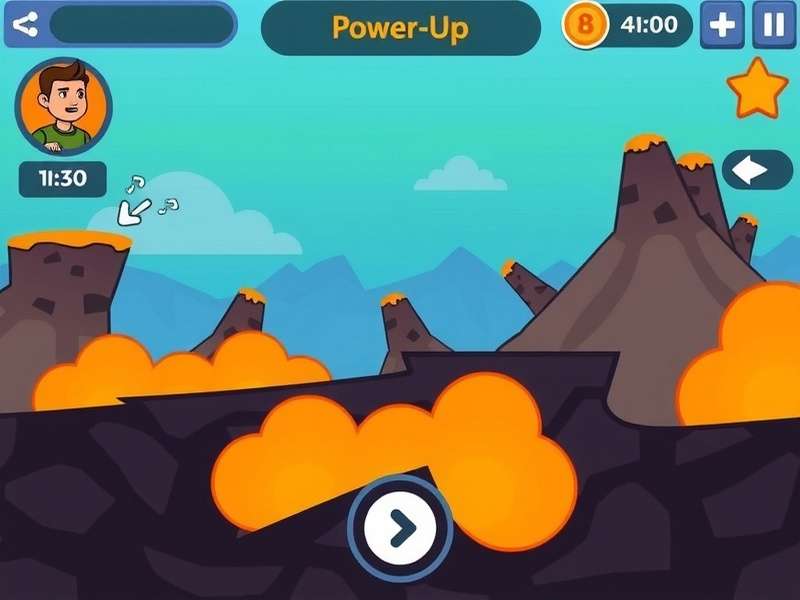 Volcano Hurdle Race gameplay screenshot showing character jumping over lava