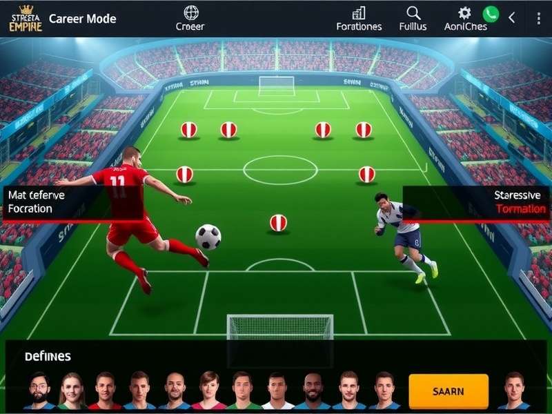 Striker Fiesta Empire gameplay screenshot showing football action