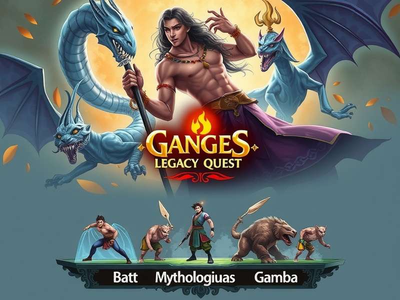 Ganges Legacy Quest main artwork showing protagonist and mythological creatures