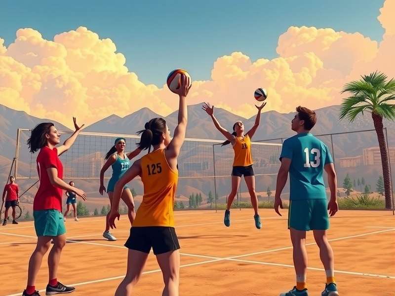 Development team working on Volley Pioneers game