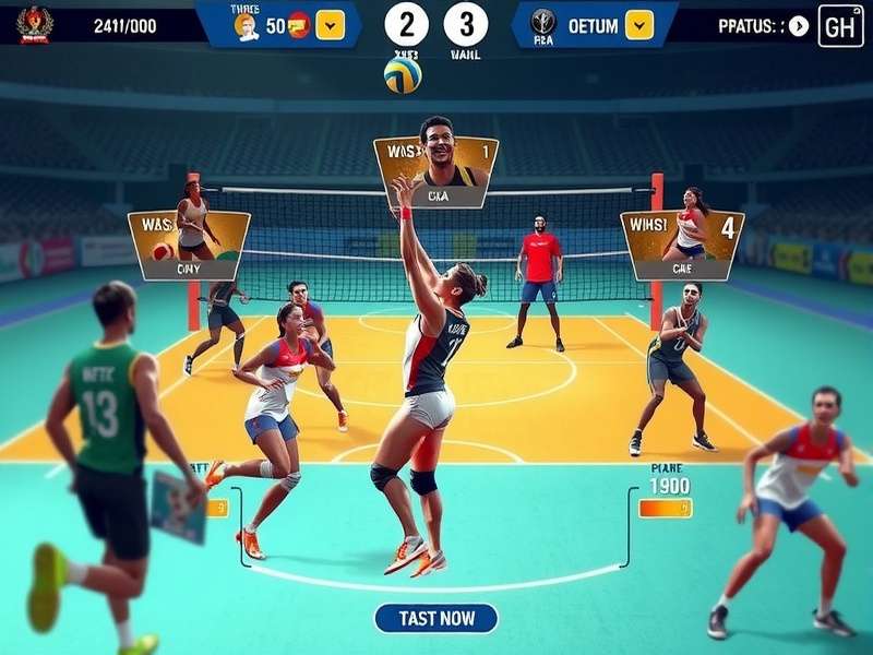 India Volley Champions control interface and gameplay mechanics