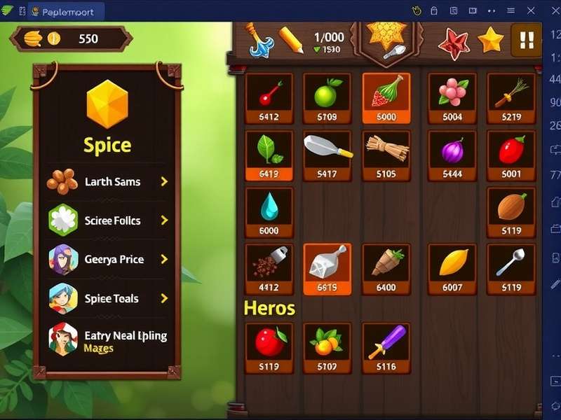 Cardamom Hero Hunt gameplay screenshot showing spice collection and hero characters