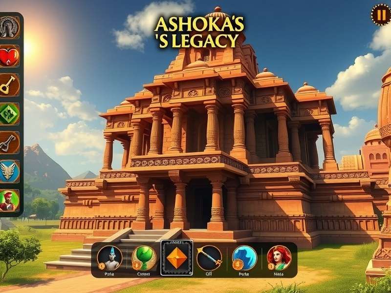 Historical depiction of Emperor Ashoka and Mauryan architecture