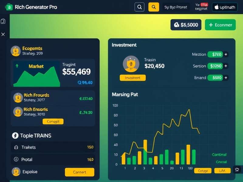 Rich Generator Pro gameplay interface showing virtual economy management