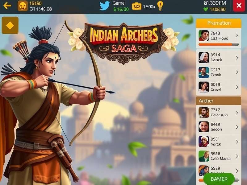 Indian Archer S Saga gameplay showing archer in traditional Indian attire aiming bow