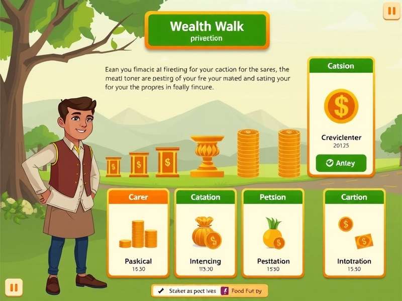 Wealth Walk India gameplay interface showing financial education elements