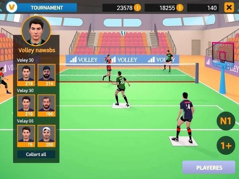 Volley Nawabs gameplay screenshot showing volleyball action