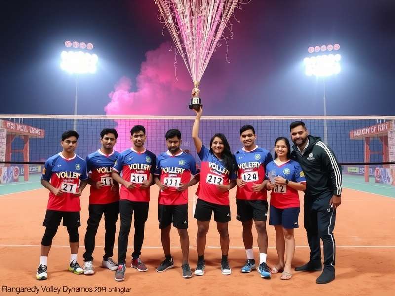 Rangareddy Volley Dynamos team celebration