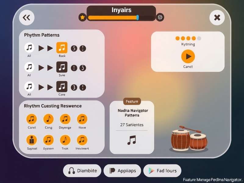 Nadha Navigator feature showcase with Indian musical instruments