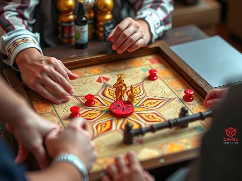 Super Carrom Gladiator board setup with pieces
