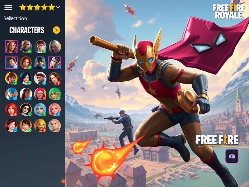 Free Fire Royale Avengers character selection screen