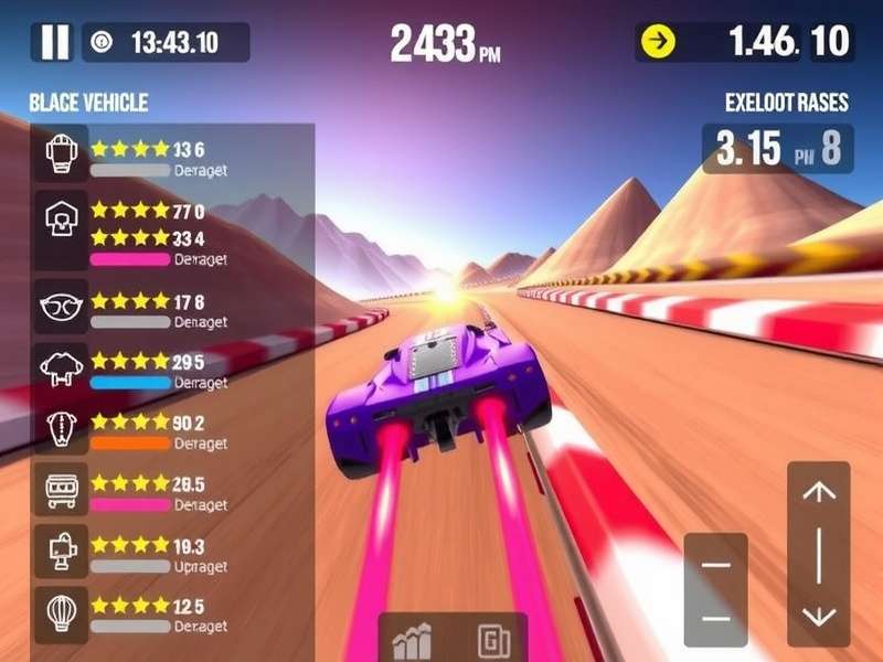 Radiant Racer Rush vehicle customization interface showing performance upgrades