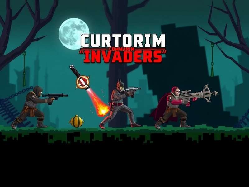 Curtorim Commandos Invaders gameplay screenshot showing characters and environment