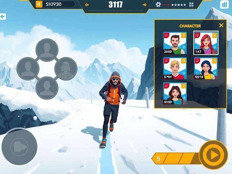 Character selection screen in Himalayan Sprint Legend showing diverse avatars