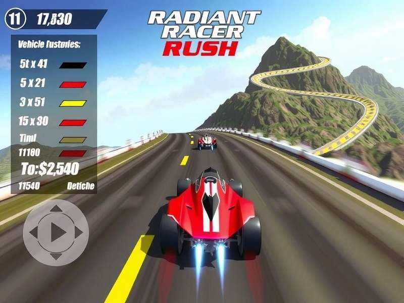 Radiant Racer Rush gameplay screenshot showing high-speed racing action