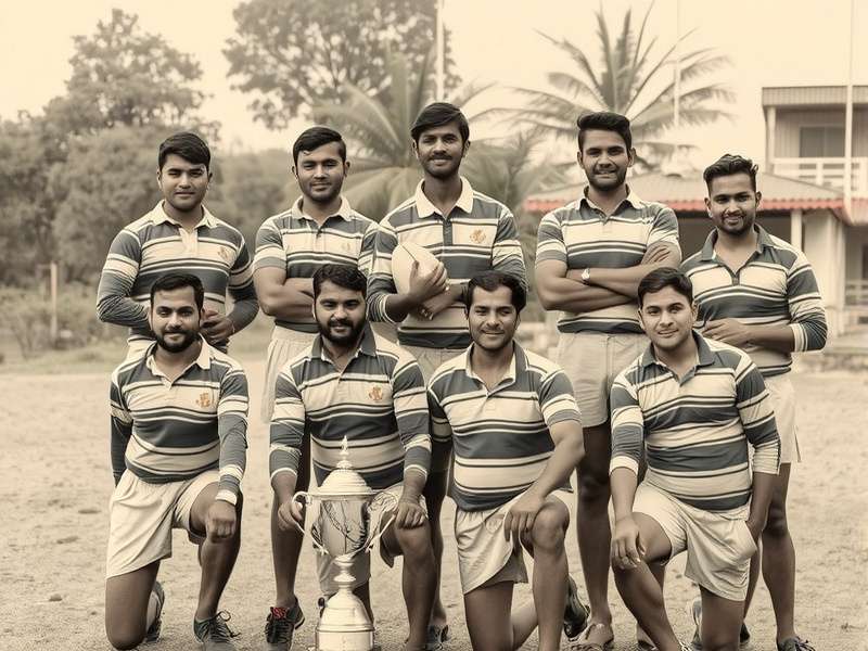 Historical photograph of early Vadodara Rugby Elite team members