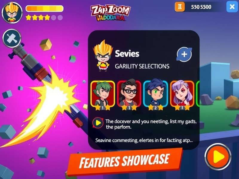 Zap Zoom Vadodara Zing character selection screen showing diverse avatars