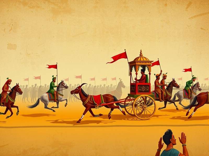 Historical depiction of Royal Chariot Dash in ancient Indian manuscripts