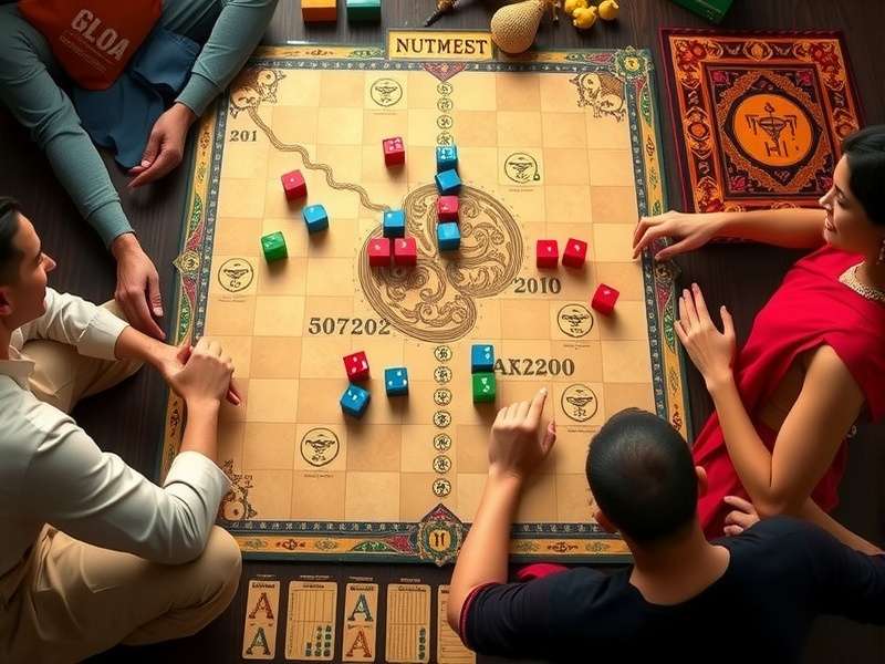 Traditional Maharashtra Nutmeg Quest game board setup