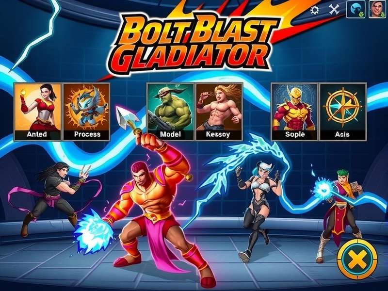 Bolt Blast Gladiator character selection screen showing various warriors