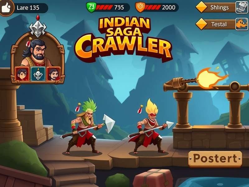 Indian Saga Crawler gameplay screenshot showing character selection