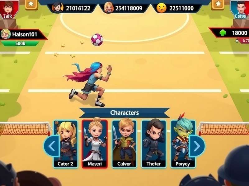 Volley Clash Heroes character selection screen showing diverse heroes