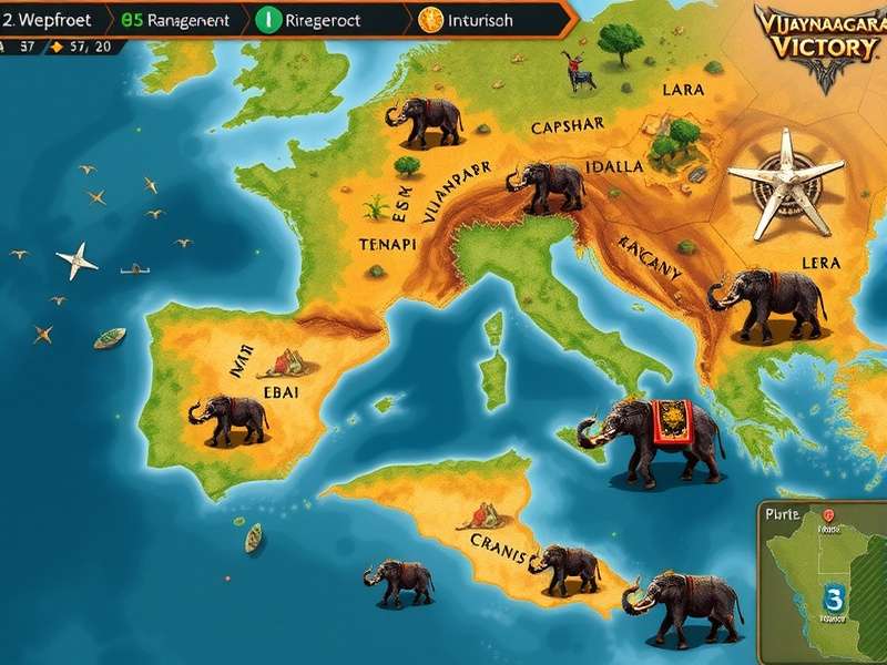 Vijayanagara Victory battle scene with war elephants