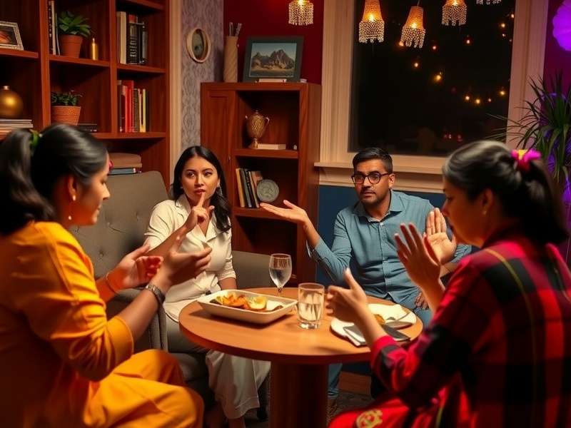 Family playing Bollywood Charades together