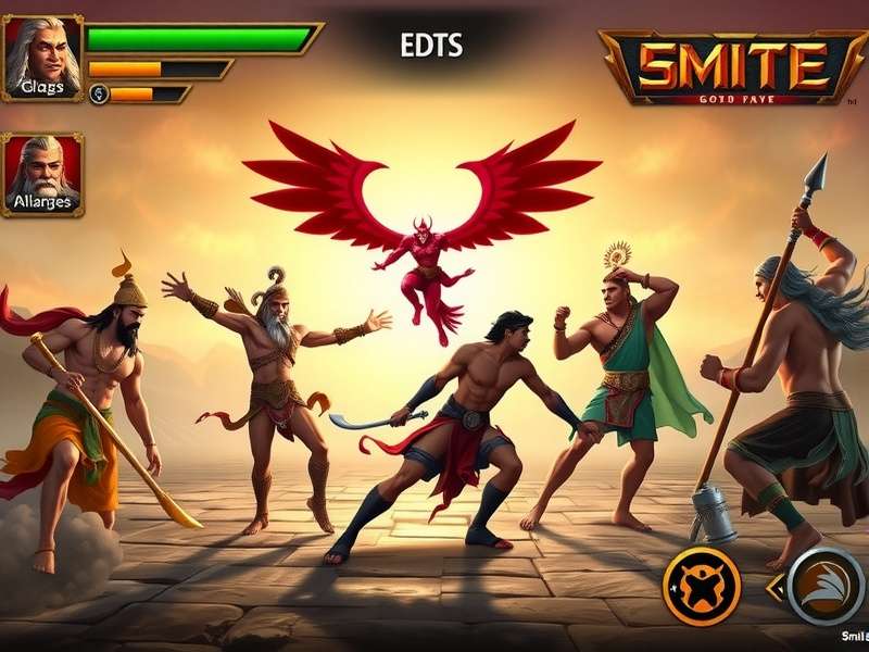 Character selection screen showing various Indian gods in Smite Godly Brawl