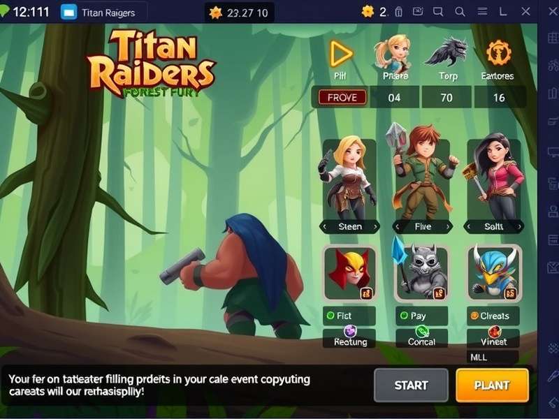 Titan Raiders Forest Fury gameplay screenshot showing character in forest environment