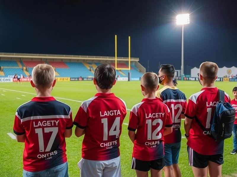 Young fans at Kochi Rugby Kings Grand match wearing team jerseys