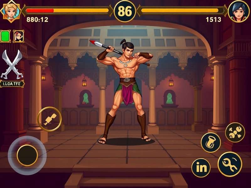 Haveli Bold Gladiator gameplay showing character in traditional Indian mansion